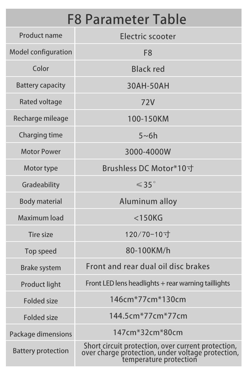 F8 electric scooter adult new off-road vehicle 72V 50Ah