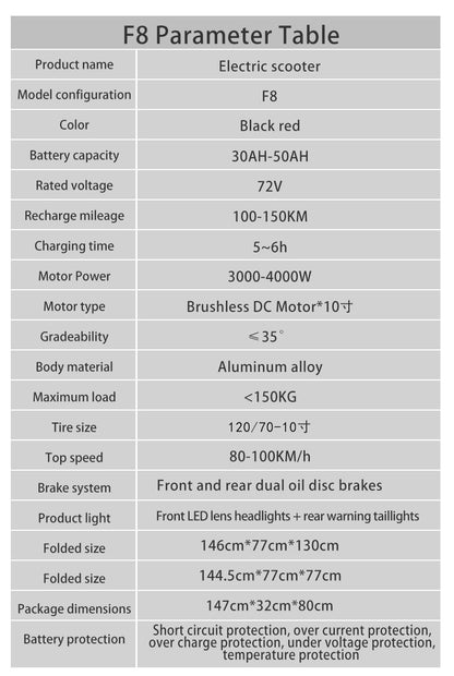 F8 electric scooter adult new off-road vehicle 72V 50Ah